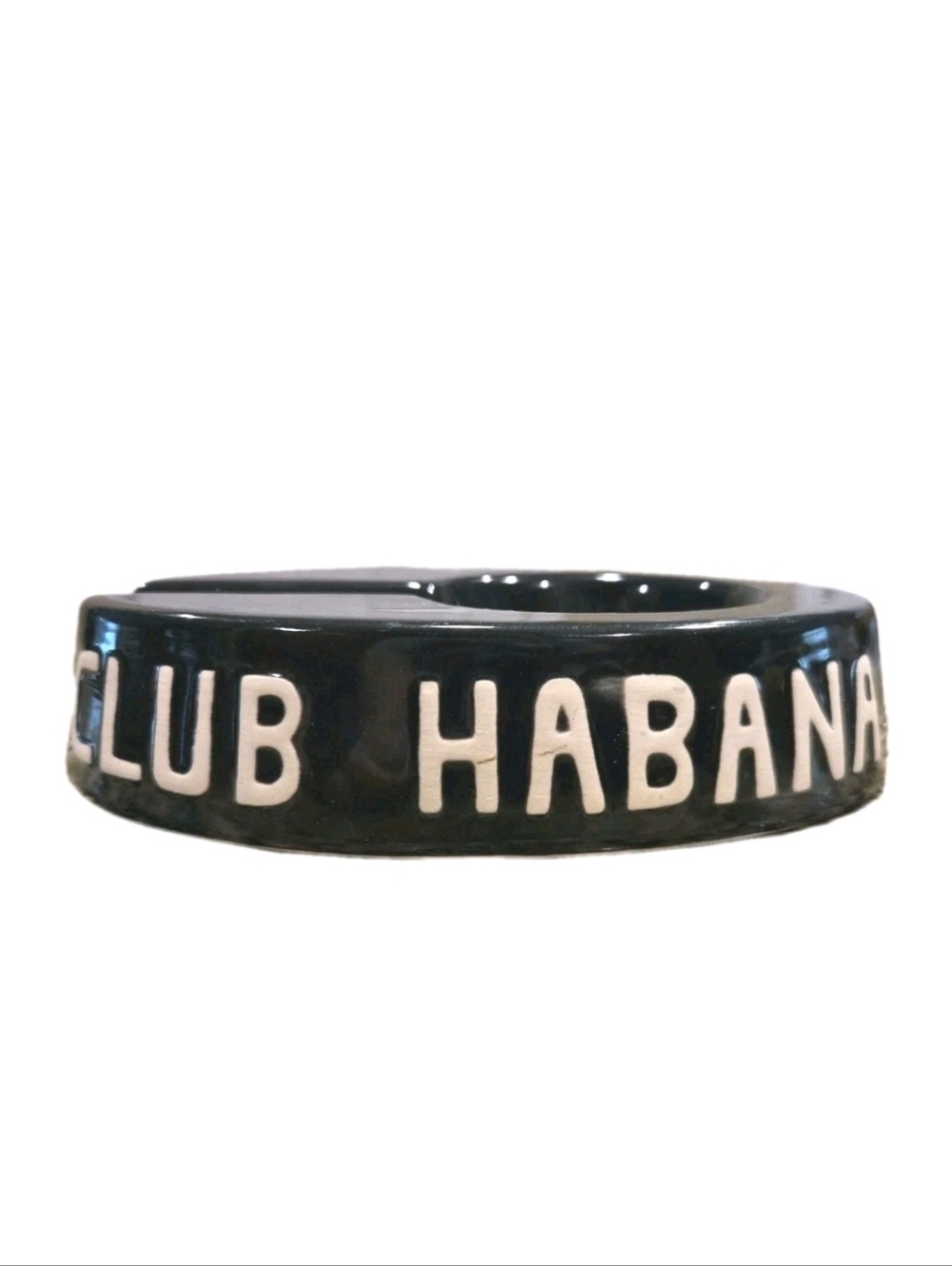 VINTAGE 1950s HAVANA CLUB EGOISTA BLACK CERAMIC CIGAR ASHTRAY - CLUB HABANA